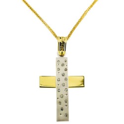 Λευκόχρυσος βαπτιστικός σταυρός Κ14 με αλυσίδα